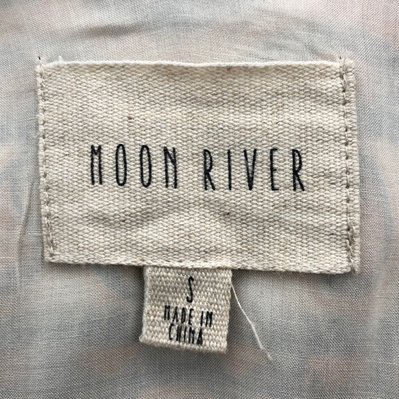 Moon River Blue Orange Handkerchief Print Dress - Picture 5 of 7